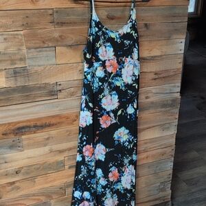 SO Vibrant Floral Maxi Dress - Black, Blue, Orange Size Xl Cute Cheap Spring